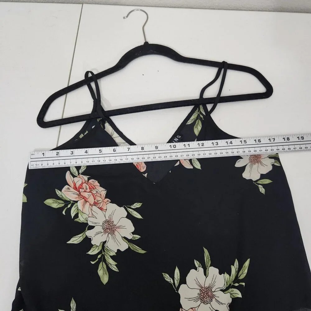 Timing Camisole Womens Size M Floral Black Sleeveless Polyester Whimsigoth